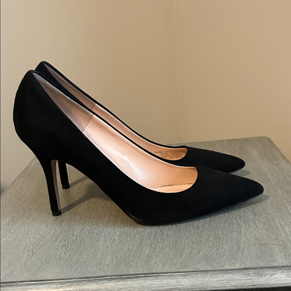 J.Crew Black Suede Pointed Toe Pumps Heels Size 6.5